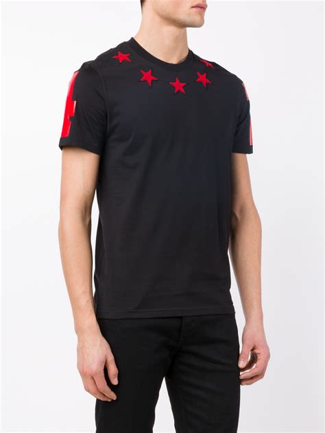 givenchy black star embroidery shirt|givenchy signature t shirt.